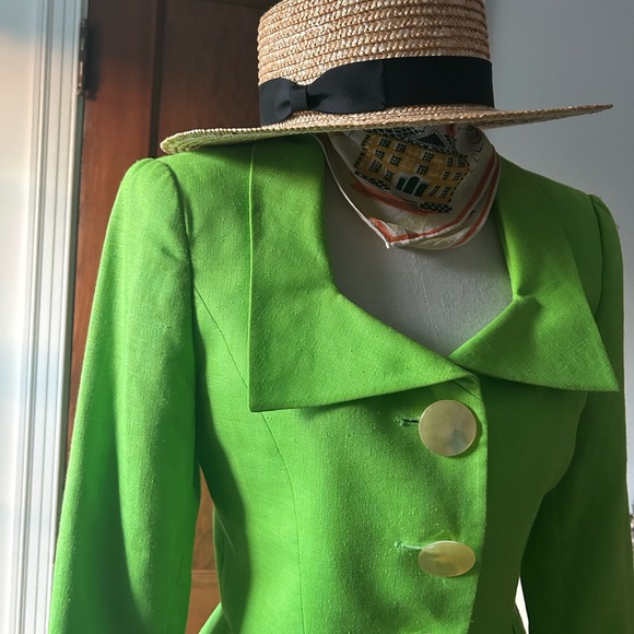 💚 Vintage Guy Laroche Green A-Line Skirt with Statement Buttons Size XS/S 💚 - Picture 3 of 4